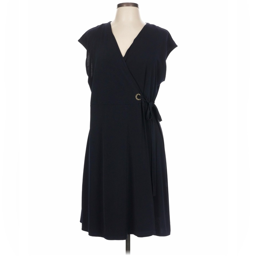 Ivanka Trump Women’s XL Black Midi Dress with Gold Ring Detail Classy Business